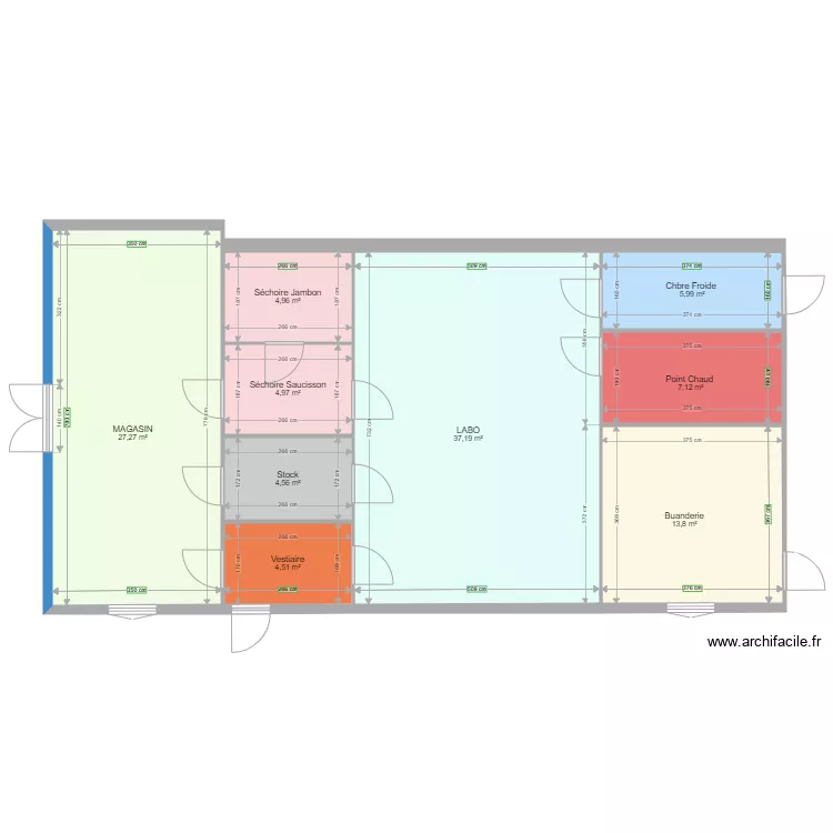Magasin et labo Sans meuble. Plan de 