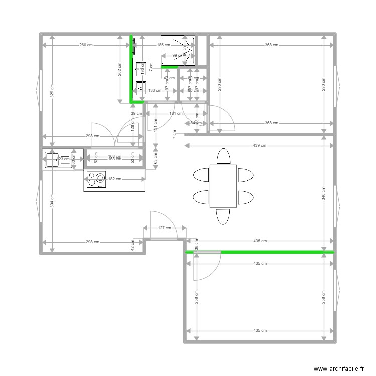 11 lt Quinsonnas après. Plan de 8 pièces et 64 m2