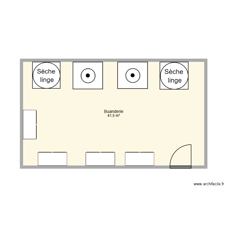 plan ecole buanderie. Plan de 1 pièce et 42 m2