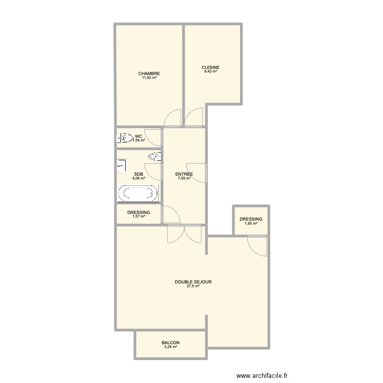 RINGAUT. Plan de 9 pièces et 67 m2