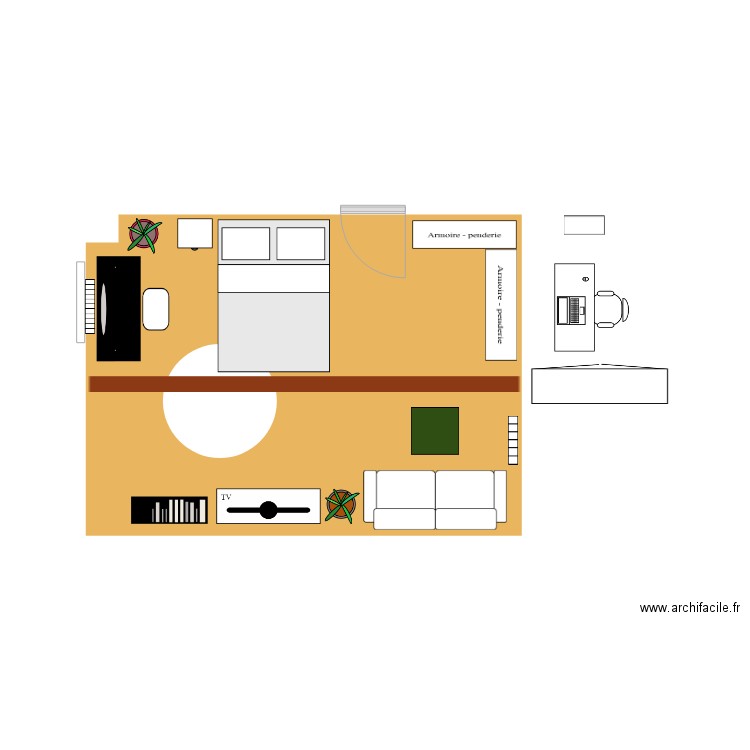 chambre 1. Plan de 1 pièce et 22 m2