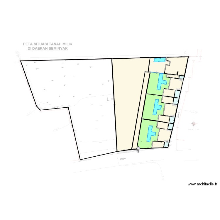 terrain Olivier. Plan de 27 pièces et 4182 m2