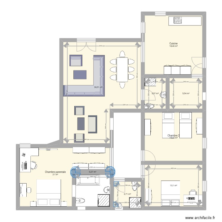 Nsimalen 1. Plan de 9 pièces et 118 m2