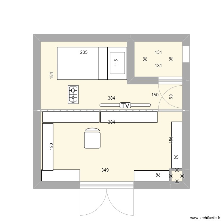 Plan Boutique 1. Plan de 4 pièces et 14 m2