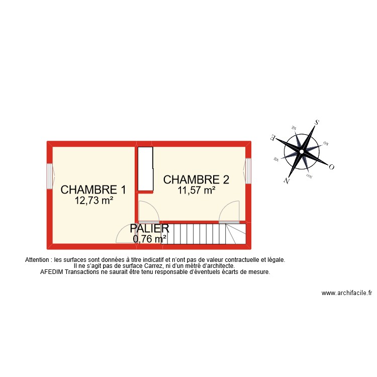 BI 10714 ETAGE 1. Plan de 5 pièces et 29 m2