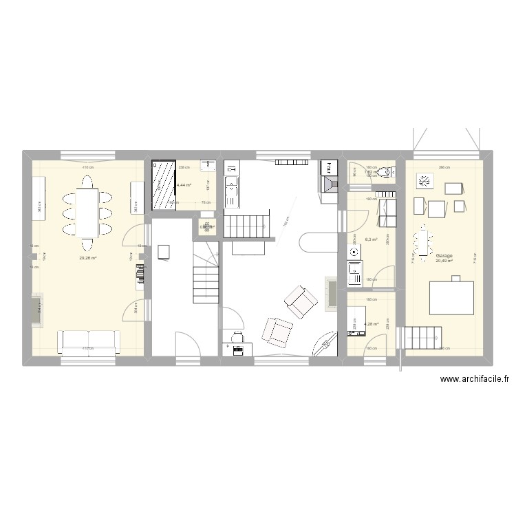 Gouy RDC 3. Plan de 7 pièces et 67 m2