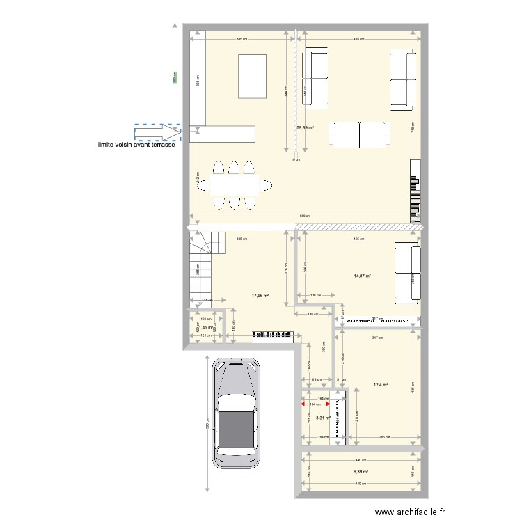 rdc deneuville. Plan de 9 pièces et 186 m2