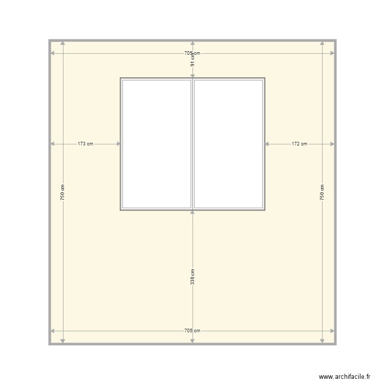 wall 15 window X 3. Plan de 1 pièce et 53 m2