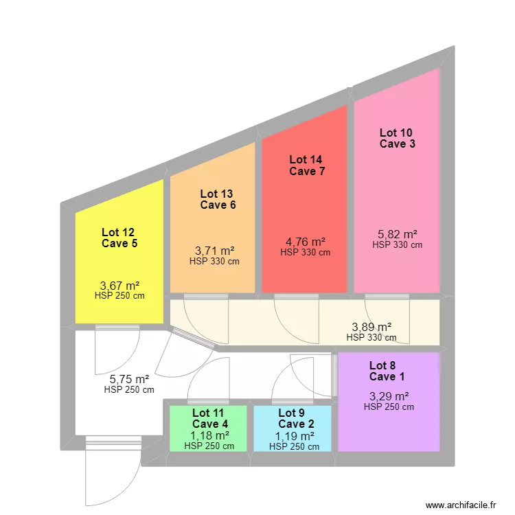 plan 7 caves colorés sans cotations. Plan de plan 7 caves colorés sans cotations. Plan de