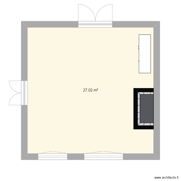 Salle a manger Bruniquel. Plan de 1 pièce et 27 m2