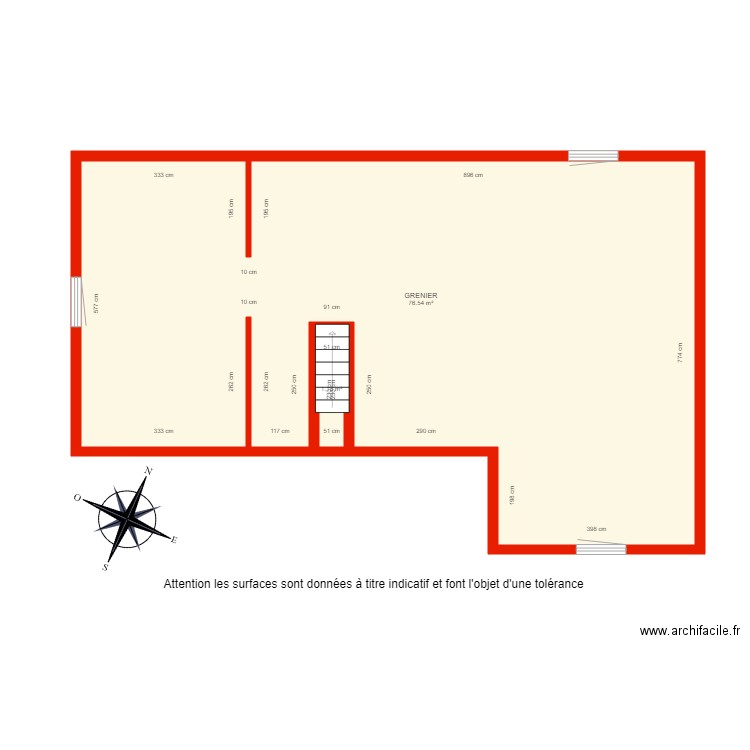 BI 2921 grenier côté. Plan de 0 pièce et 0 m2