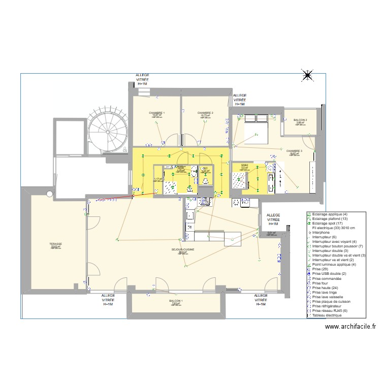 Plan Open Sky TMA v10_ electrique. Plan de 16 pièces et 204 m2