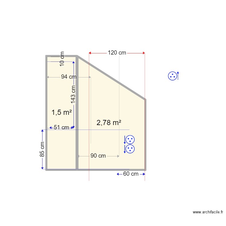 MUR BALLON 5. Plan de 2 pièces et 4 m2