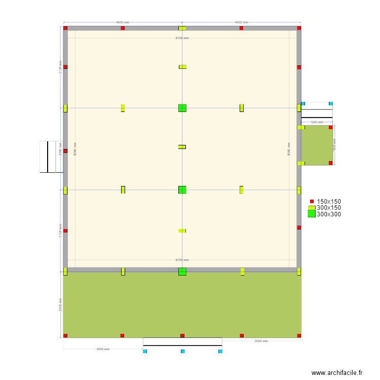 Юлия двускатка Сваи. Plan de 3 pièces et 100 m2