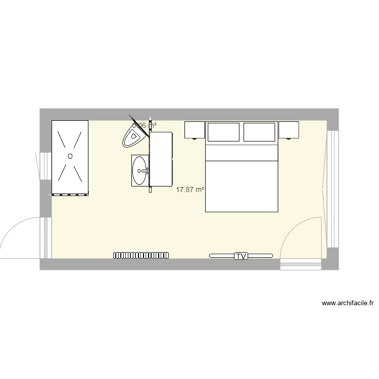 Chambre dans garage. Plan de 