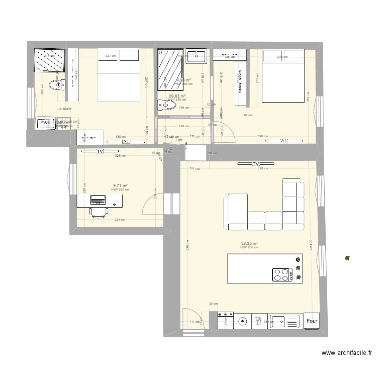 4 blv masseria. Plan de 5 pièces et 77 m2