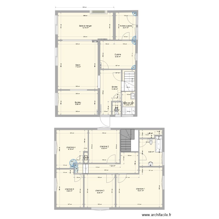 rdc et etage. Plan de 0 pièce et 0 m2