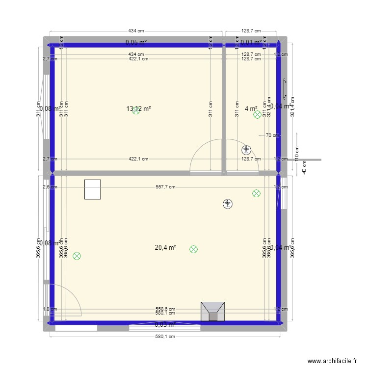 Plan PM 9. Plan de 10 pièces et 38 m2