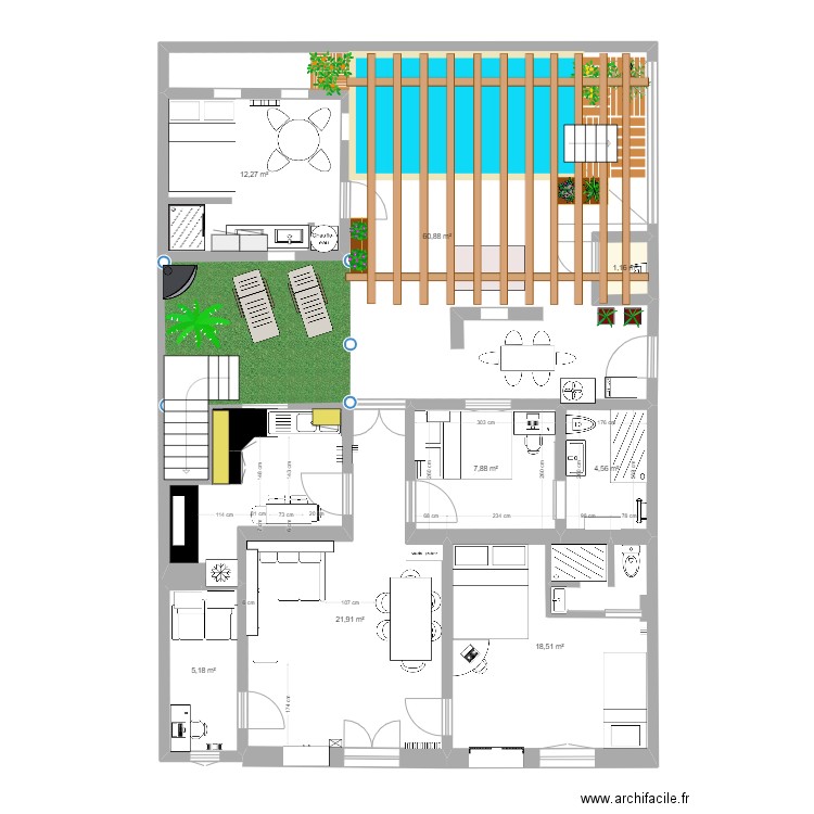 plan alliste. Plan de 8 pièces et 132 m2