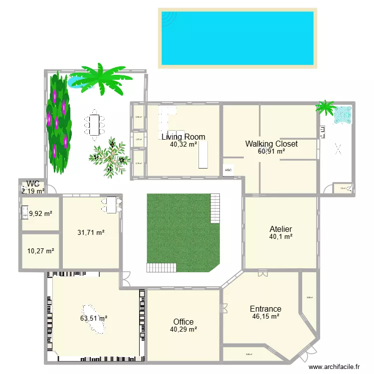 main level. Plan de 16  et 364 m²