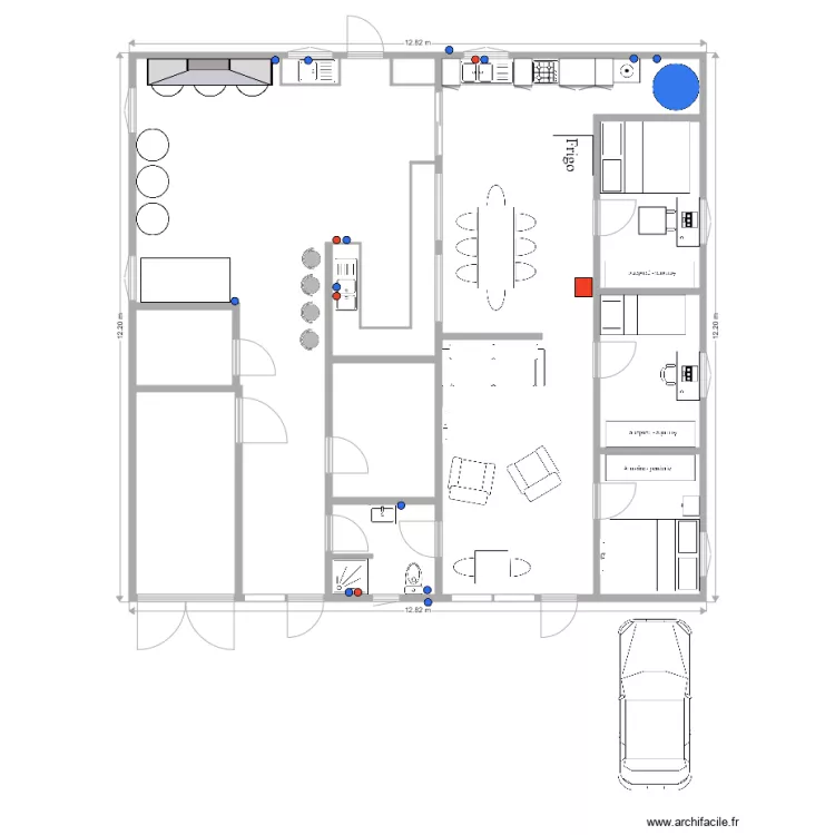 Maison 3 containairs. Plan de 