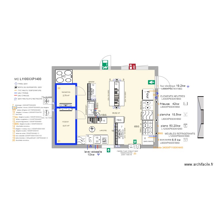 BOWLING 27. Plan de 3 pièces et 56 m2