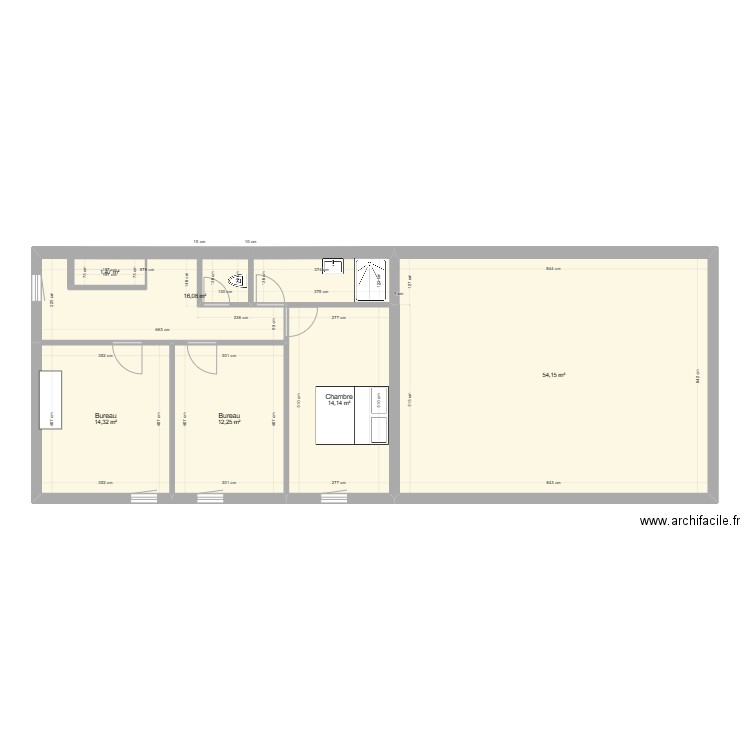 Bureau Moulin V5bis. Plan de 8 pièces et 218 m2