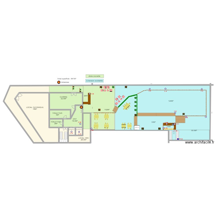 Plan Wifi Rooftop. Plan de 10 pièces et 709 m2