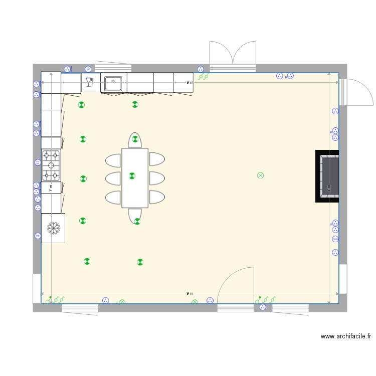 Plan cuisine séjour Granges. Plan de 0 pièce et 0 m2