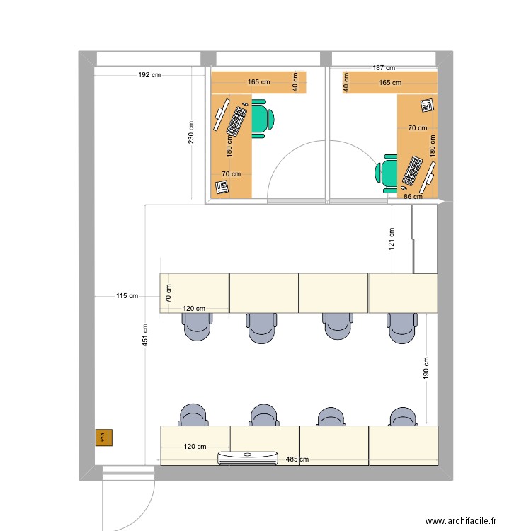 Bureau_frane bureau. Plan de 1 pièce et 40 m2