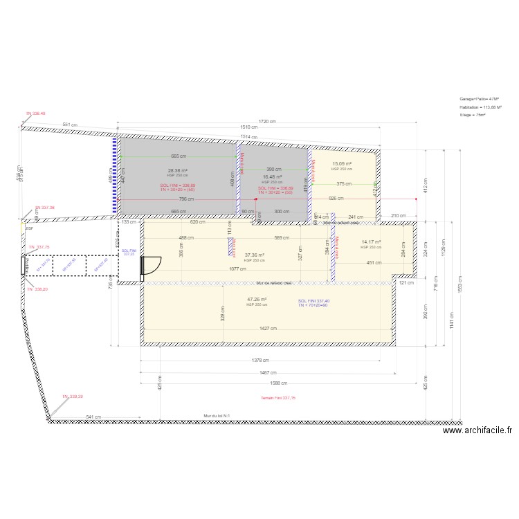 PLAN Implantation Vide sanitaire. Plan de 0 pièce et 0 m2