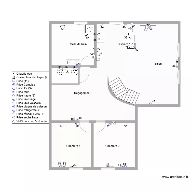 Jean Yves 1er Etage prise de courant. Plan de 