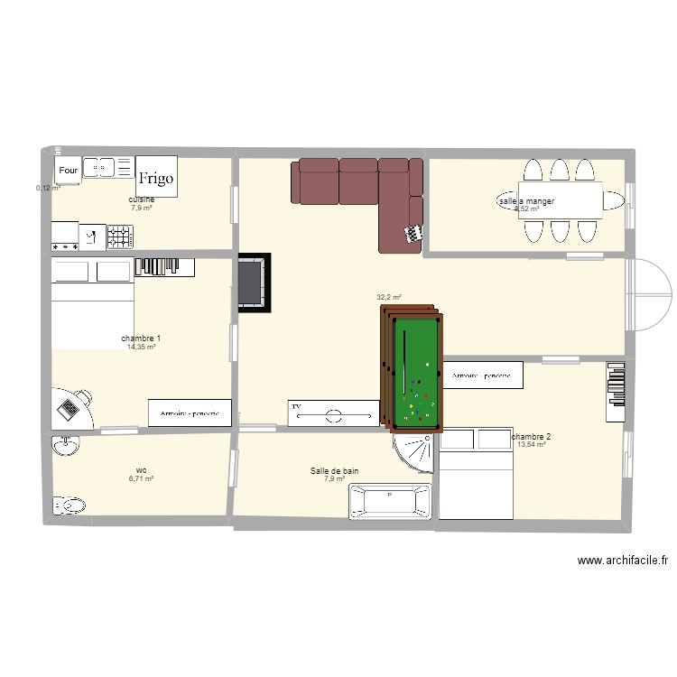 bcbvbcbvb. Plan de 8 pièces et 91 m2