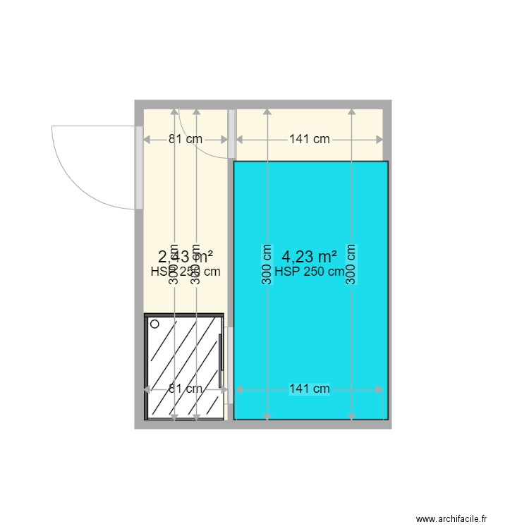 COURSOU. Plan de 2 pièces et 7 m2