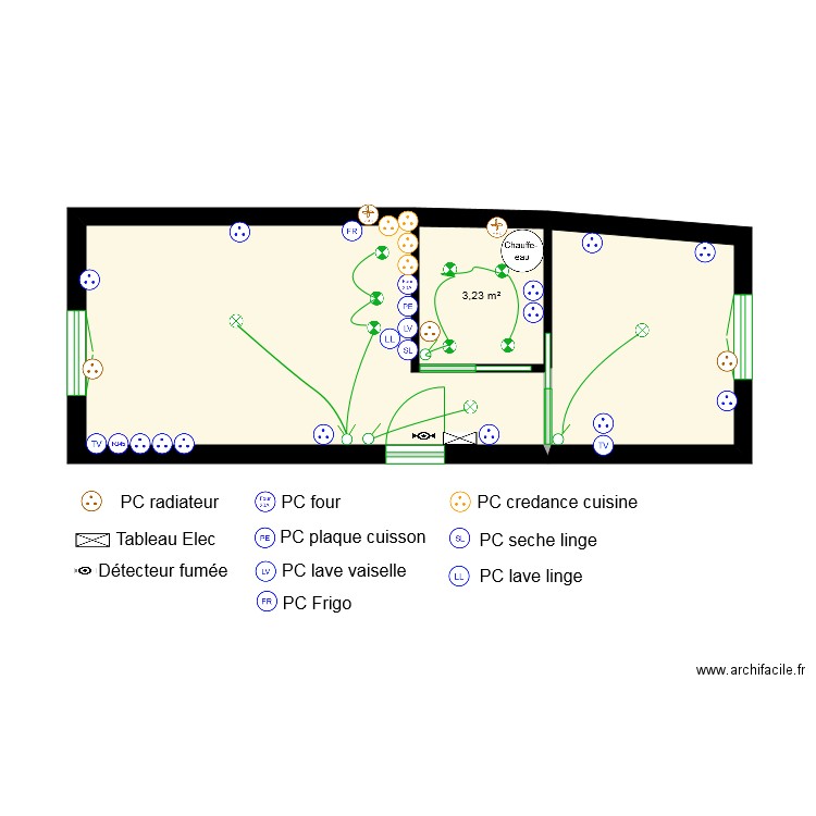 Jouarre electricite modif. Plan de 3 pièces et 26 m2