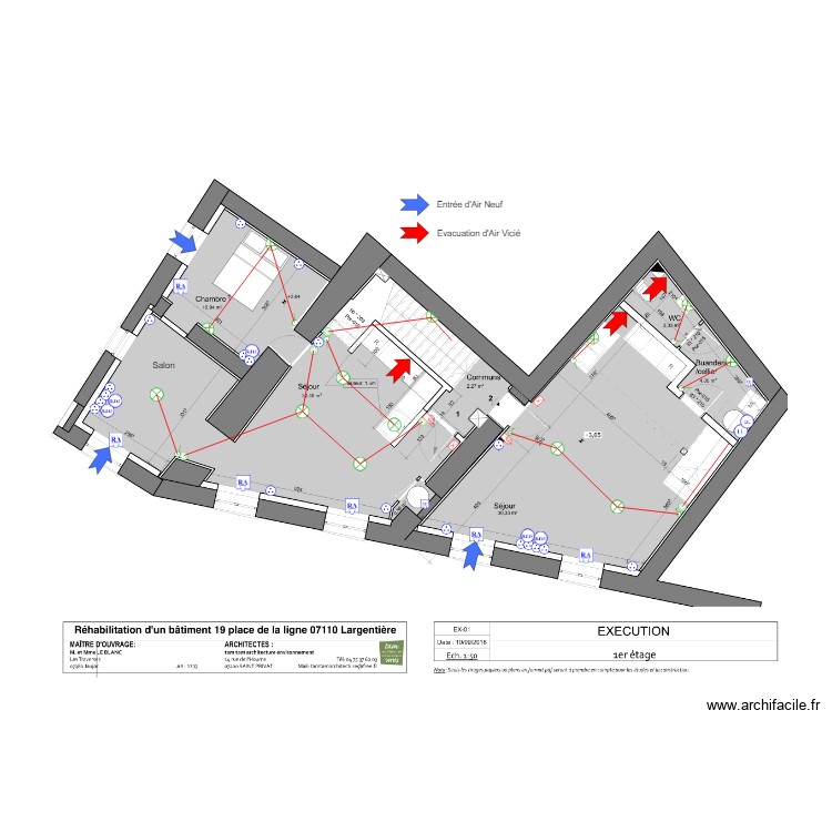 1 er etage LEBLANC 1309 avec VMC. Plan de 0 pièce et 0 m2