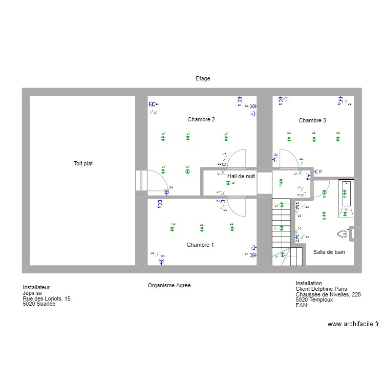 Delphine 228. Plan de 13 pièces et 212 m2