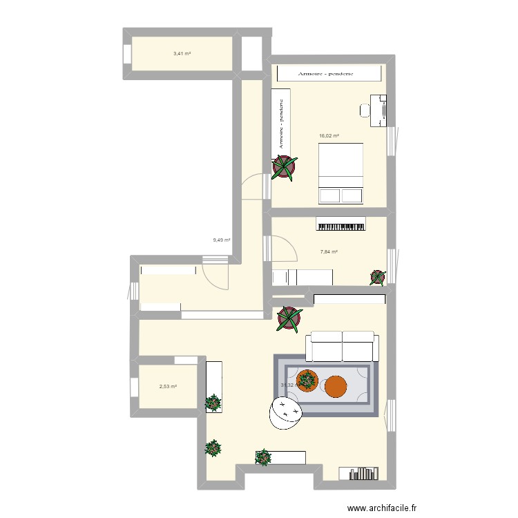 Lecanuet. Plan de 6 pièces et 71 m2