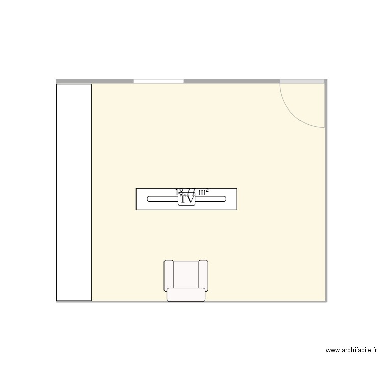 Salon appartement. Plan de 1 pièce et 19 m2