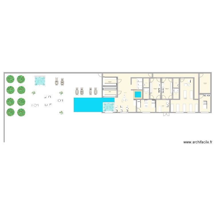 SPA long du mur. Plan de 0 pièce et 0 m2