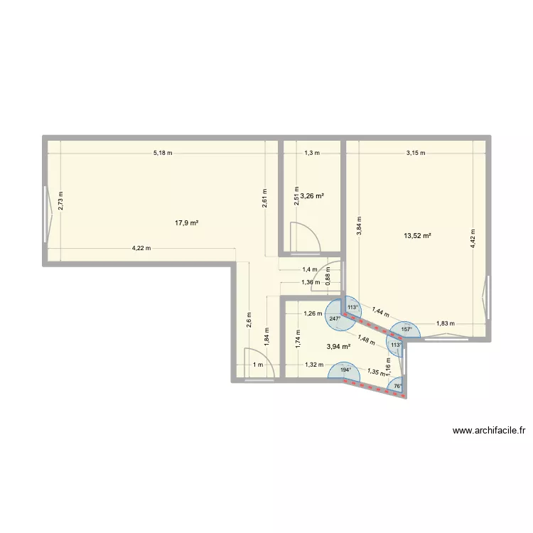 papa_initial. Plan de 4  et 39 m²