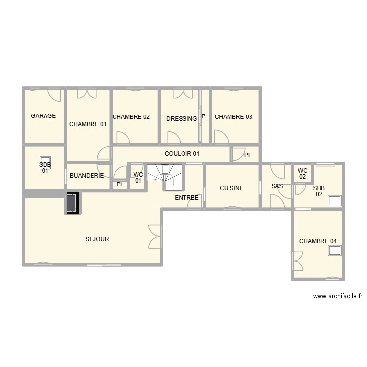 PLAN CAIISSARGUES AM RDC. Plan de 22 pièces et 72 m2