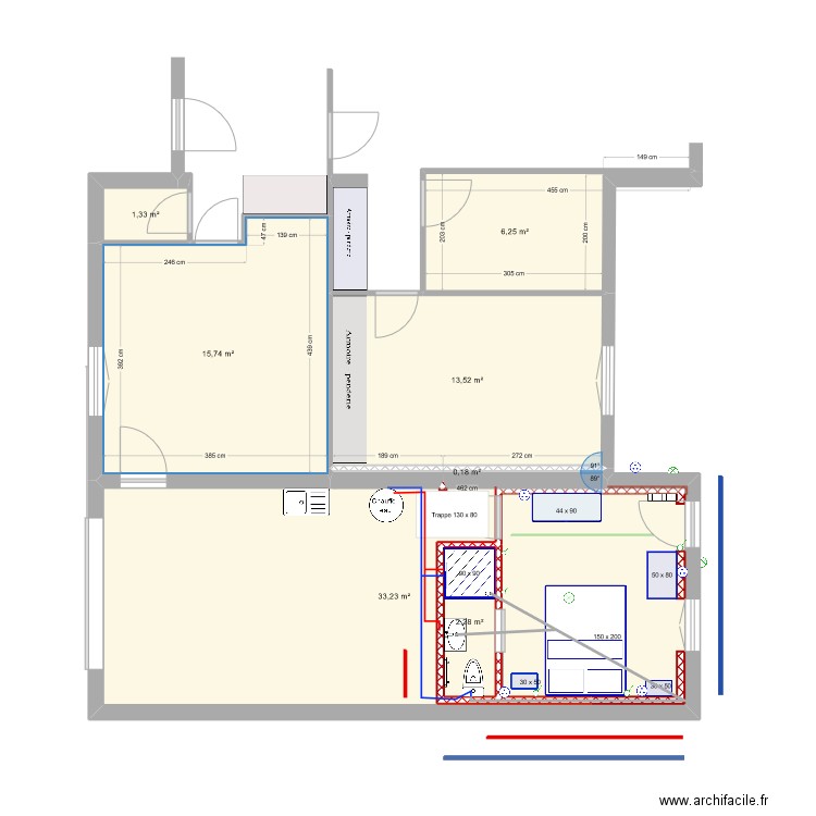 Four CH3-1. Plan de 7 pièces et 77 m2