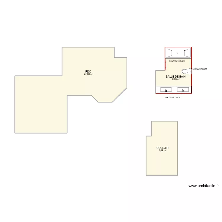 LACHEVRE. Plan de 3 Pièces et 42 m²
