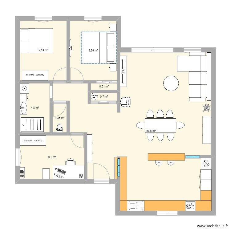 Maison Le Poët (Avec Meuble). Plan de 8 pièces et 94 m2