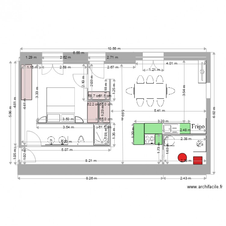 cuisine chambre Odos. Plan de 0 pièce et 0 m2