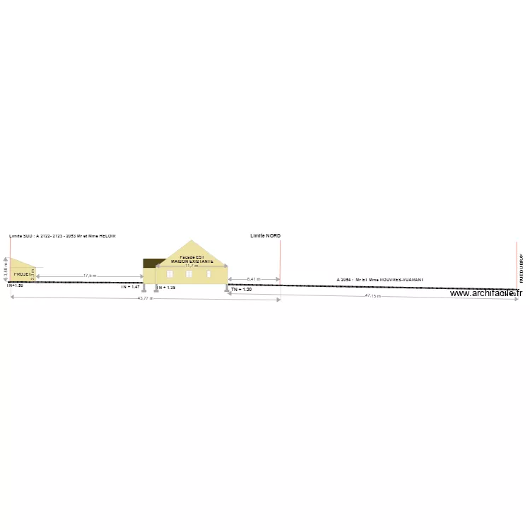 PCMI3 : PLAN DE COUPE LONGITUDINALE DU TERRAIN. Plan de 