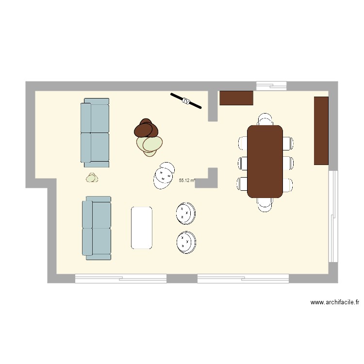 PERMALL. Plan de 1 pièce et 55 m2