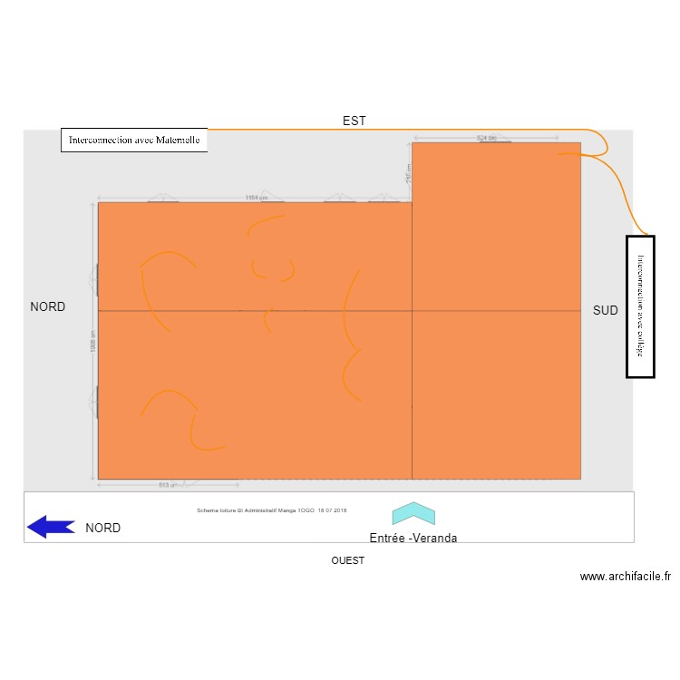 Schema toiture Bt Administratif Manga TOGO  18 07 2018. Plan de 0 pièce et 0 m2