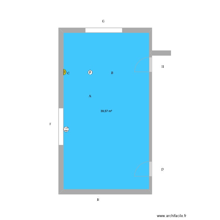 Dr BEN HASSEN. Plan de 1 pièce et 40 m2